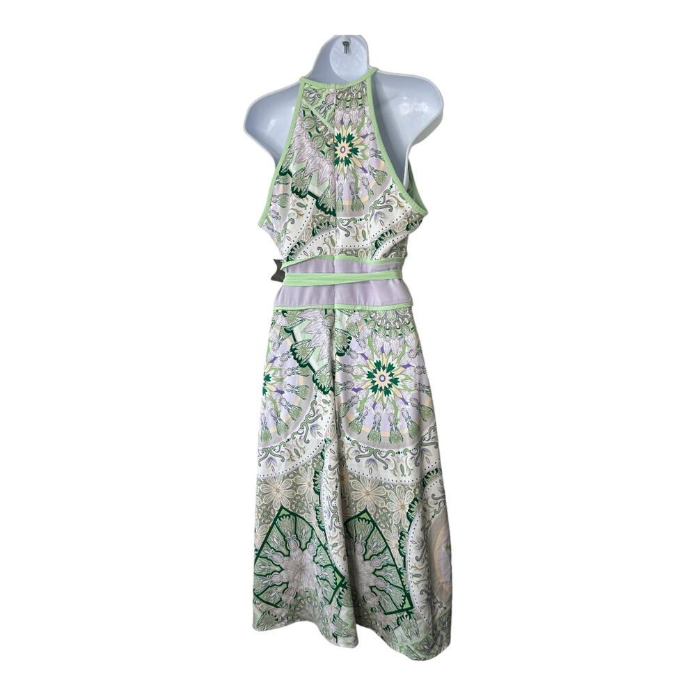 Eva Mendes Green & Purple Floral Sleeveless Midi Dress Women's 4 NEW - Picture 4 of 9